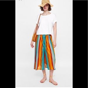 Zara Striped Skirt With Buttons